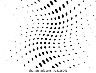 Abstract halftone wave dotted background. Futuristic twisted grunge pattern, dot, circles.  Vector modern optical pop art texture for posters, business cards, cover, labels mock-up, stickers layout