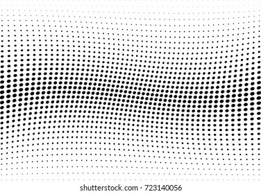 Abstract halftone wave dotted background. Futuristic twisted grunge pattern, dot, circles.  Vector modern optical pop art texture for posters, business cards, cover, labels mock-up, stickers layout