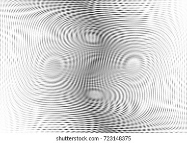 Abstract halftone wave dotted background. Futuristic twisted grunge pattern, dot, circles.  Vector modern optical pop art texture for posters, business cards, cover, labels mock-up, stickers layout