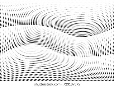 Abstract halftone wave dotted background. Futuristic twisted grunge pattern, dot, circles.  Vector modern optical pop art texture for posters, business cards, cover, labels mock-up, stickers layout