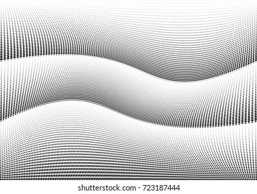 Abstract halftone wave dotted background. Futuristic twisted grunge pattern, dot, circles.  Vector modern optical pop art texture for posters, business cards, cover, labels mock-up, stickers layout