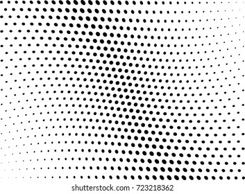Abstract halftone wave dotted background. Futuristic twisted grunge pattern, dot, circles.  Vector modern optical pop art texture for posters, business cards, cover, labels mock-up, stickers layout