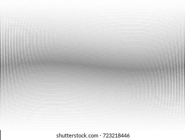 Abstract halftone wave dotted background. Futuristic twisted grunge pattern, dot, circles.  Vector modern optical pop art texture for posters, business cards, cover, labels mock-up, stickers layout