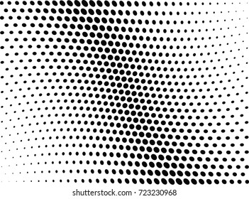 Abstract halftone wave dotted background. Futuristic twisted grunge pattern, dot, circles.  Vector modern optical pop art texture for posters, business cards, cover, labels mock-up, stickers layout