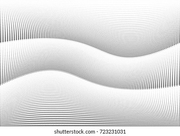 Abstract halftone wave dotted background. Futuristic twisted grunge pattern, dot, circles.  Vector modern optical pop art texture for posters, business cards, cover, labels mock-up, stickers layout