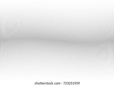 Abstract halftone wave dotted background. Futuristic twisted grunge pattern, dot, circles.  Vector modern optical pop art texture for posters, business cards, cover, labels mock-up, stickers layout