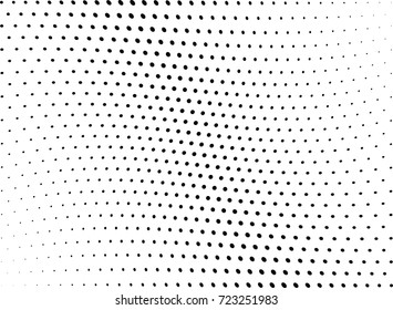 Abstract halftone wave dotted background. Futuristic twisted grunge pattern, dot, circles.  Vector modern optical pop art texture for posters, business cards, cover, labels mock-up, stickers layout