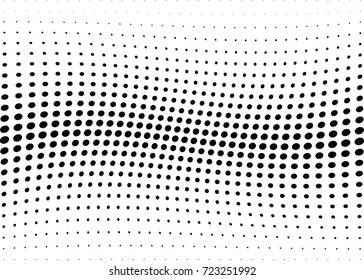 Abstract halftone wave dotted background. Futuristic twisted grunge pattern, dot, circles.  Vector modern optical pop art texture for posters, business cards, cover, labels mock-up, stickers layout