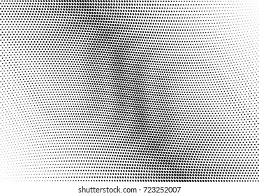 Abstract halftone wave dotted background. Futuristic twisted grunge pattern, dot, circles.  Vector modern optical pop art texture for posters, business cards, cover, labels mock-up, stickers layout
