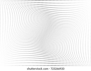 Abstract halftone wave dotted background. Futuristic twisted grunge pattern, dot, circles.  Vector modern optical pop art texture for posters, business cards, cover, labels mock-up, stickers layout