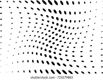 Abstract halftone wave dotted background. Futuristic twisted grunge pattern, dot, circles.  Vector modern optical pop art texture for posters, business cards, cover, labels mock-up, stickers layout