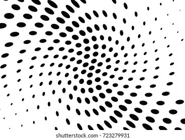 Abstract halftone wave dotted background. Futuristic twisted grunge pattern, dot, circles.  Vector modern optical pop art texture for posters, business cards, cover, labels mock-up, stickers layout