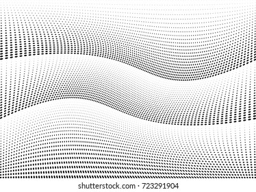 Abstract halftone wave dotted background. Futuristic twisted grunge pattern, dot, circles.  Vector modern optical pop art texture for posters, business cards, cover, labels mock-up, stickers layout