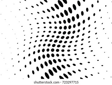 Abstract halftone wave dotted background. Futuristic twisted grunge pattern, dot, circles.  Vector modern optical pop art texture for posters, business cards, cover, labels mock-up, stickers layout