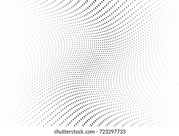 Abstract halftone wave dotted background. Futuristic twisted grunge pattern, dot, circles.  Vector modern optical pop art texture for posters, business cards, cover, labels mock-up, stickers layout