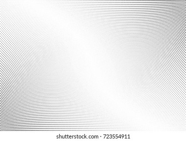 Abstract halftone wave dotted background. Futuristic twisted grunge pattern, dot, circles.  Vector modern optical pop art texture for posters, business cards, cover, labels mock-up, stickers layout