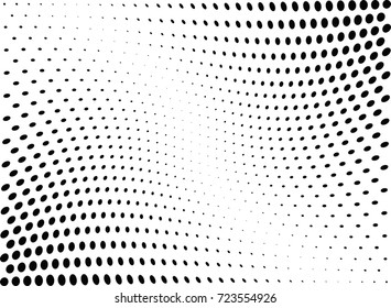 Abstract halftone wave dotted background. Futuristic twisted grunge pattern, dot, circles.  Vector modern optical pop art texture for posters, business cards, cover, labels mock-up, stickers layout