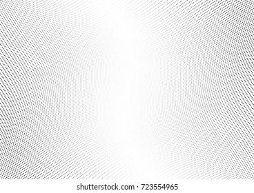 Abstract halftone wave dotted background. Futuristic twisted grunge pattern, dot, circles.  Vector modern optical pop art texture for posters, business cards, cover, labels mock-up, stickers layout