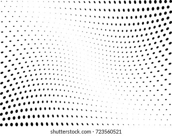 Abstract halftone wave dotted background. Futuristic twisted grunge pattern, dot, circles.  Vector modern optical pop art texture for posters, business cards, cover, labels mock-up, stickers layout