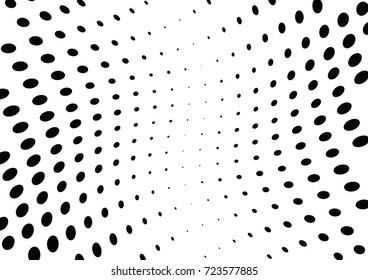 Abstract halftone wave dotted background. Futuristic twisted grunge pattern, dot, circles.  Vector modern optical pop art texture for posters, business cards, cover, labels mock-up, stickers layout