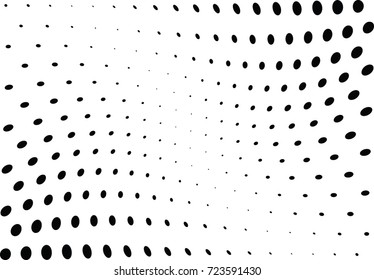 Abstract halftone wave dotted background. Futuristic twisted grunge pattern, dot, circles.  Vector modern optical pop art texture for posters, business cards, cover, labels mock-up, stickers layout
