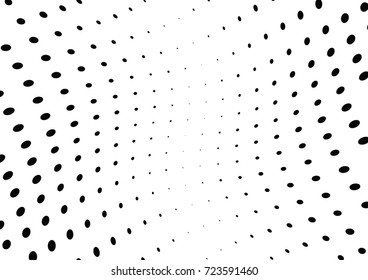 Abstract halftone wave dotted background. Futuristic twisted grunge pattern, dot, circles.  Vector modern optical pop art texture for posters, business cards, cover, labels mock-up, stickers layout