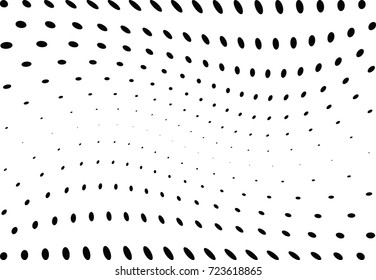 Abstract halftone wave dotted background. Futuristic twisted grunge pattern, dot, circles.  Vector modern optical pop art texture for posters, business cards, cover, labels mock-up, stickers layout