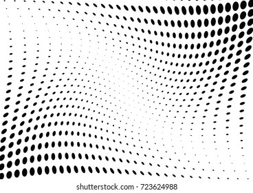 Abstract halftone wave dotted background. Futuristic twisted grunge pattern, dot, circles.  Vector modern optical pop art texture for posters, business cards, cover, labels mock-up, stickers layout
