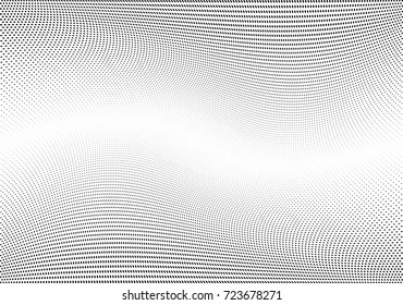 Abstract halftone wave dotted background. Futuristic twisted grunge pattern, dot, circles.  Vector modern optical pop art texture for posters, business cards, cover, labels mock-up, stickers layout