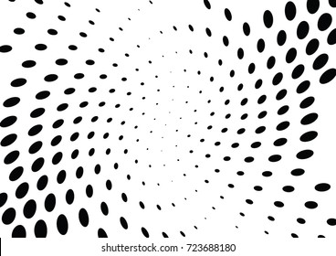 Abstract halftone wave dotted background. Futuristic twisted grunge pattern, dot, circles.  Vector modern optical pop art texture for posters, business cards, cover, labels mock-up, stickers layout