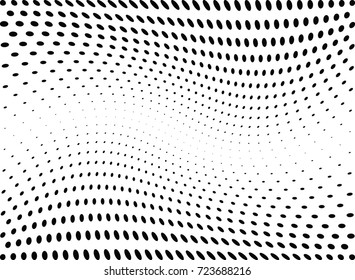 Abstract halftone wave dotted background. Futuristic twisted grunge pattern, dot, circles.  Vector modern optical pop art texture for posters, business cards, cover, labels mock-up, stickers layout