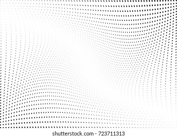 Abstract halftone wave dotted background. Futuristic twisted grunge pattern, dot, circles.  Vector modern optical pop art texture for posters, business cards, cover, labels mock-up, stickers layout