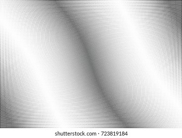 Abstract halftone wave dotted background. Futuristic twisted grunge pattern, dot, circles.  Vector modern optical pop art texture for posters, business cards, cover, labels mock-up, stickers layout
