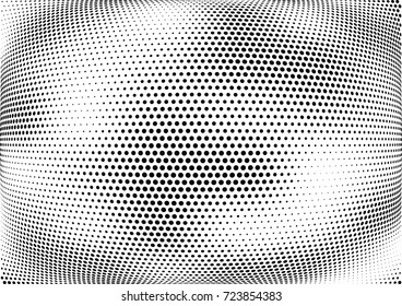 Abstract halftone wave dotted background. Futuristic twisted grunge pattern, dot, circles.  Vector modern optical pop art texture for posters, business cards, cover, labels mock-up, stickers layout