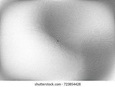 Abstract halftone wave dotted background. Futuristic twisted grunge pattern, dot, circles.  Vector modern optical pop art texture for posters, business cards, cover, labels mock-up, stickers layout