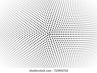 Abstract halftone wave dotted background. Futuristic twisted grunge pattern, dot, circles.  Vector modern optical pop art texture for posters, business cards, cover, labels mock-up, stickers layout