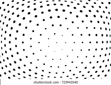 Abstract halftone wave dotted background. Futuristic twisted grunge pattern, dot, circles.  Vector modern optical pop art texture for posters, business cards, cover, labels mock-up, stickers layout