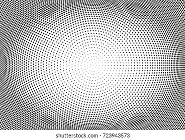 Abstract halftone wave dotted background. Futuristic twisted grunge pattern, dot, circles.  Vector modern optical pop art texture for posters, business cards, cover, labels mock-up, stickers layout