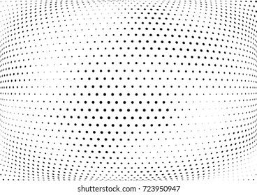 Abstract halftone wave dotted background. Futuristic twisted grunge pattern, dot, circles.  Vector modern optical pop art texture for posters, business cards, cover, labels mock-up, stickers layout
