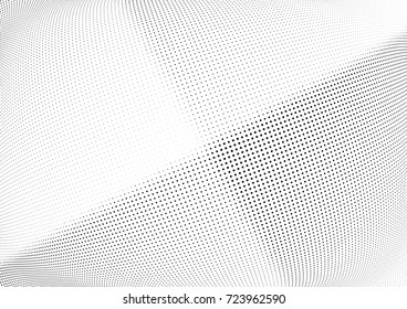 Abstract halftone wave dotted background. Futuristic twisted grunge pattern, dot, circles.  Vector modern optical pop art texture for posters, business cards, cover, labels mock-up, stickers layout