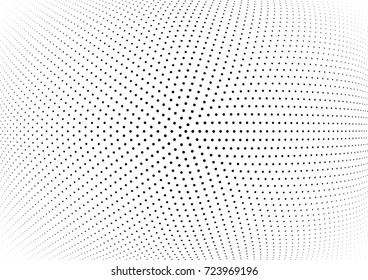 Abstract halftone wave dotted background. Futuristic twisted grunge pattern, dot, circles.  Vector modern optical pop art texture for posters, business cards, cover, labels mock-up, stickers layout