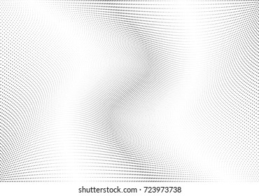 Abstract halftone wave dotted background. Futuristic twisted grunge pattern, dot, circles.  Vector modern optical pop art texture for posters, business cards, cover, labels mock-up, stickers layout