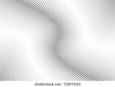 Abstract halftone wave dotted background. Futuristic twisted grunge pattern, dot, circles.  Vector modern optical pop art texture for posters, business cards, cover, labels mock-up, stickers layout