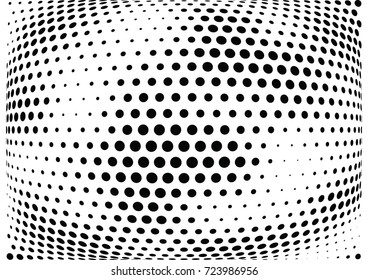 Abstract halftone wave dotted background. Futuristic twisted grunge pattern, dot, circles.  Vector modern optical pop art texture for posters, business cards, cover, labels mock-up, stickers layout