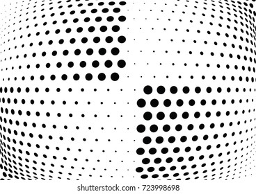 Abstract halftone wave dotted background. Futuristic twisted grunge pattern, dot, circles.  Vector modern optical pop art texture for posters, business cards, cover, labels mock-up, stickers layout