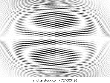 Abstract halftone wave dotted background. Futuristic twisted grunge pattern, dot, circles.  Vector modern optical pop art texture for posters, business cards, cover, labels mock-up, stickers layout