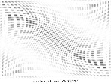 Abstract halftone wave dotted background. Futuristic twisted grunge pattern, dot, circles.  Vector modern optical pop art texture for posters, business cards, cover, labels mock-up, stickers layout