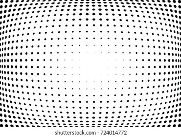 Abstract halftone wave dotted background. Futuristic twisted grunge pattern, dot, circles.  Vector modern optical pop art texture for posters, business cards, cover, labels mock-up, stickers layout