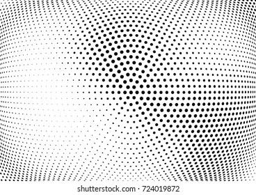 Abstract halftone wave dotted background. Futuristic twisted grunge pattern, dot, circles.  Vector modern optical pop art texture for posters, business cards, cover, labels mock-up, stickers layout