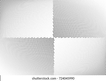 Abstract halftone wave dotted background. Futuristic twisted grunge pattern, dot, circles.  Vector modern optical pop art texture for posters, business cards, cover, labels mock-up, stickers layout